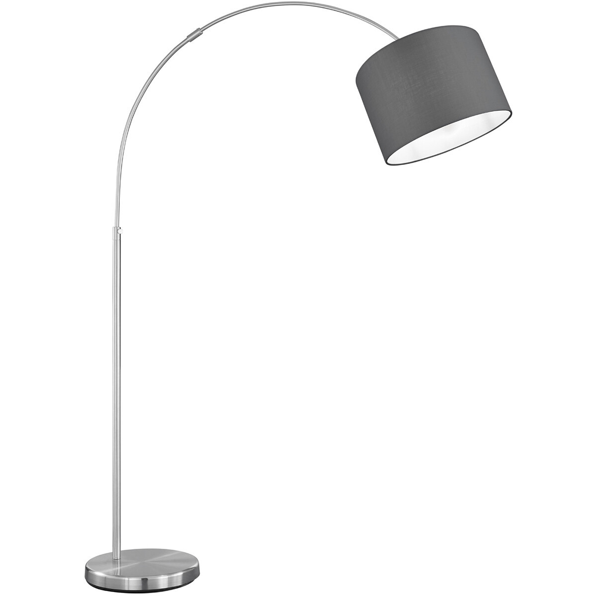 LED Vloerlamp - Trion Hotia - E27 Fitting - Verstelbaar - Rond - Mat Grijs - Aluminium