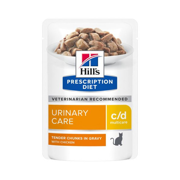 Hill&apos;s Prescription Diet C/D Multicare Urinary Care nat kattenvoer met kip maaltijdzakje multipack 8 dozen (96 x 85 g)