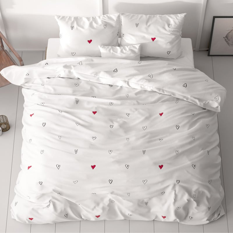 Dekbedovertrek Heartless - Lits-Jumeaux (240x220 cm) - Wit Polyester-katoen - Dessin: Patroon - Sleeptime Elegance - Dekbed-Discounter.nl