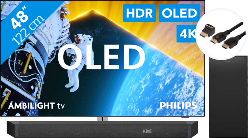 Philips 48OLED809 - Ambilight (2024) + Soundbar + Hdmi kabel