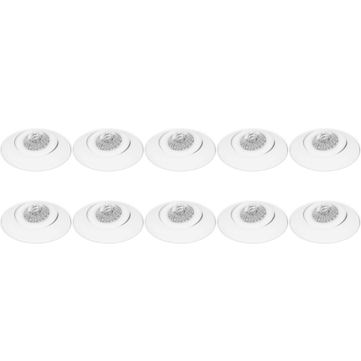 Spot Armatuur 10 Pack - Pragmi Nivas Pro - GU10 Inbouwspot - Rond - Wit - Aluminium - Trimless - Kantelbaar - Ø150mm