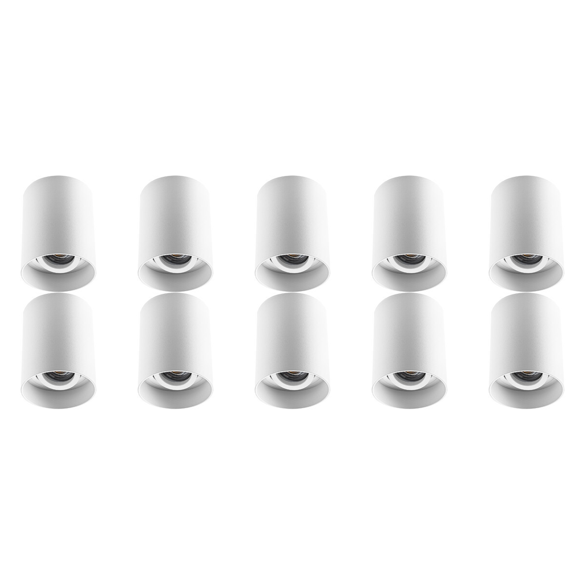 Opbouwspot 10 Pack - Pragmi Luxina Pro - GU10 Fitting - Opbouw Rond - Mat Wit - Aluminium - Verdiept - Kantelbaar - Ø90mm