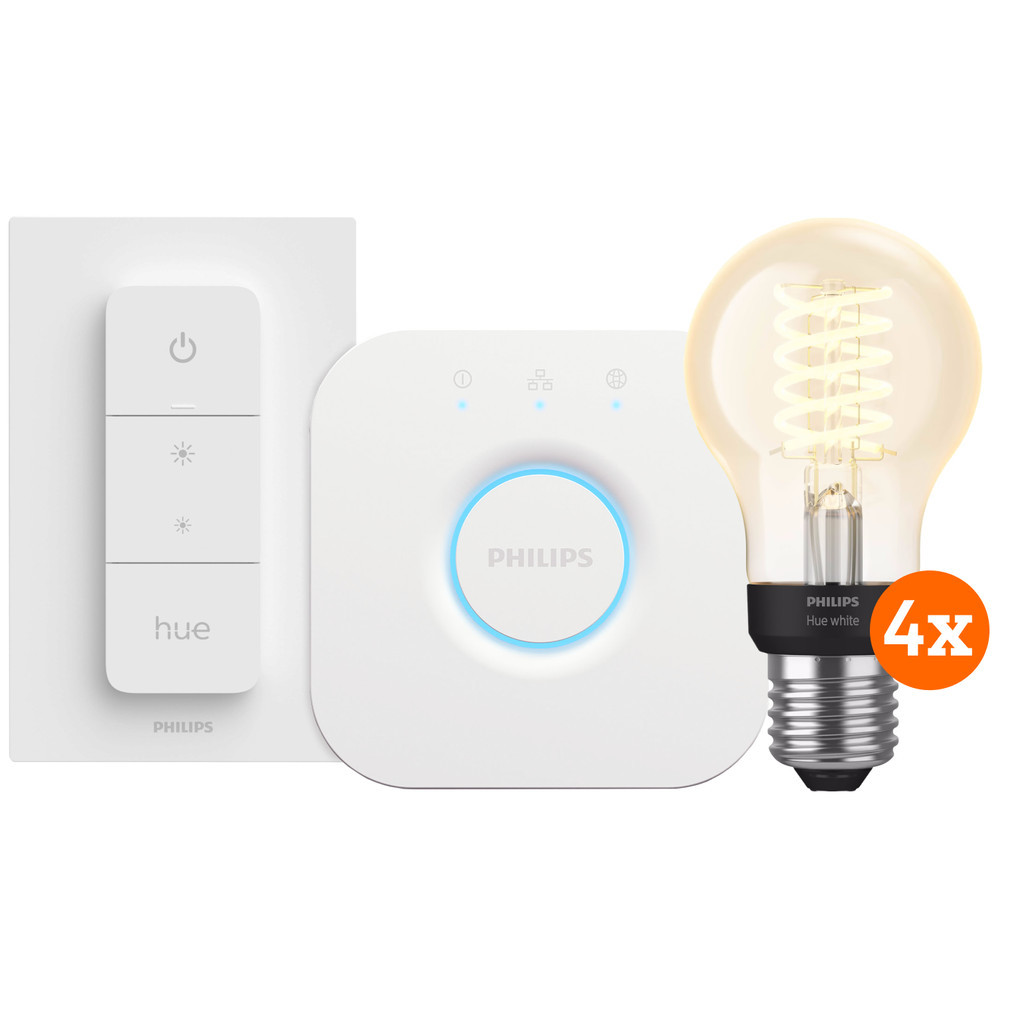 Philips Hue Filament White Standaard E27 4-Pack Startpakket