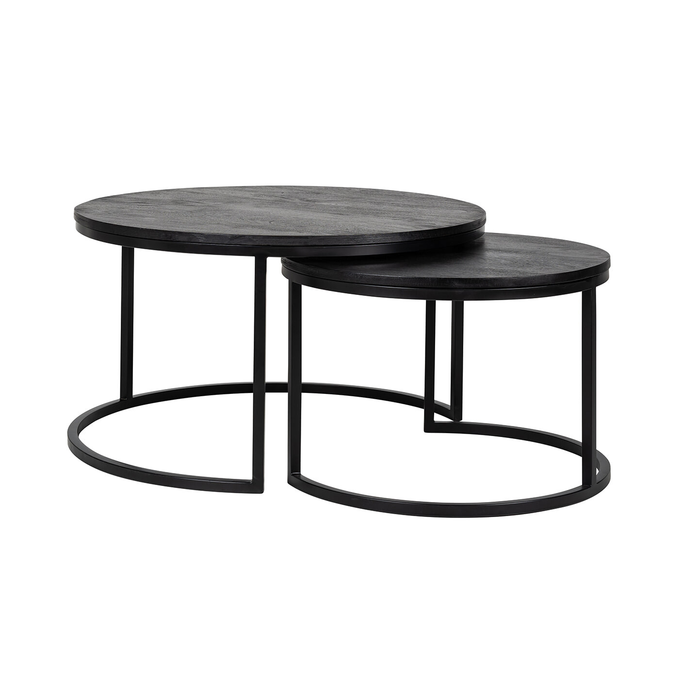 Richmond Ronde Salontafel Catana Set van 2 stuks, mangohout - zwart