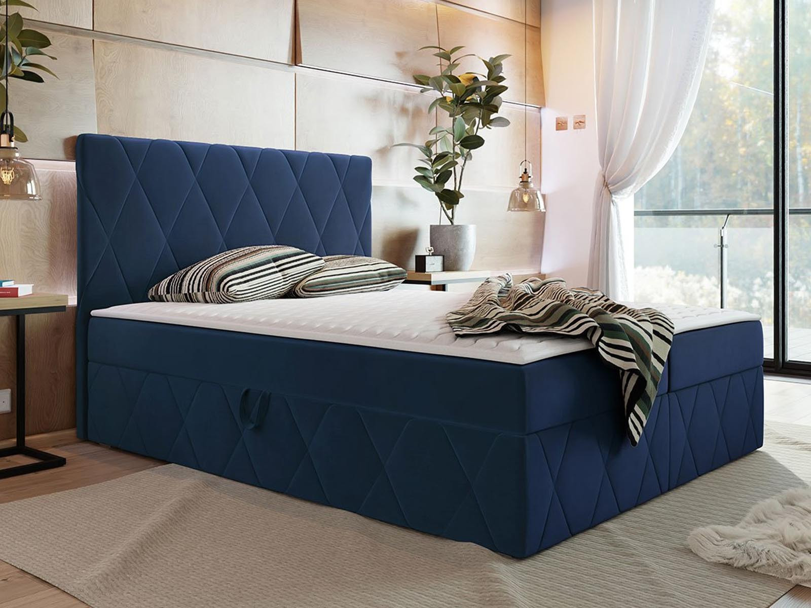 Boxspring SIMONA 140x200 cm blauw