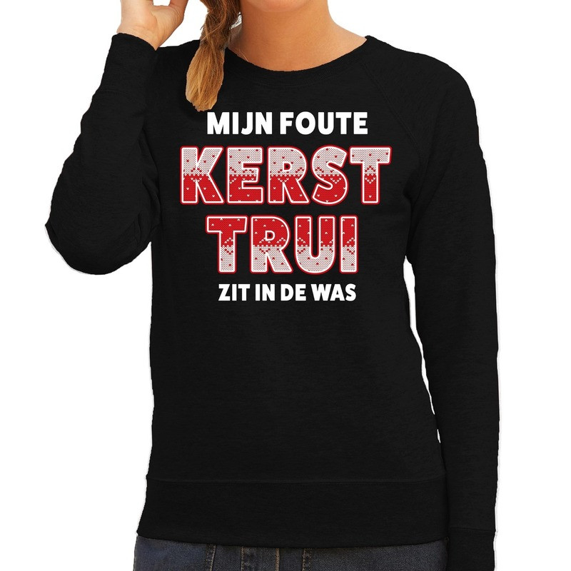 Foute kersttrui / sweater zit in de was zwart voor dames