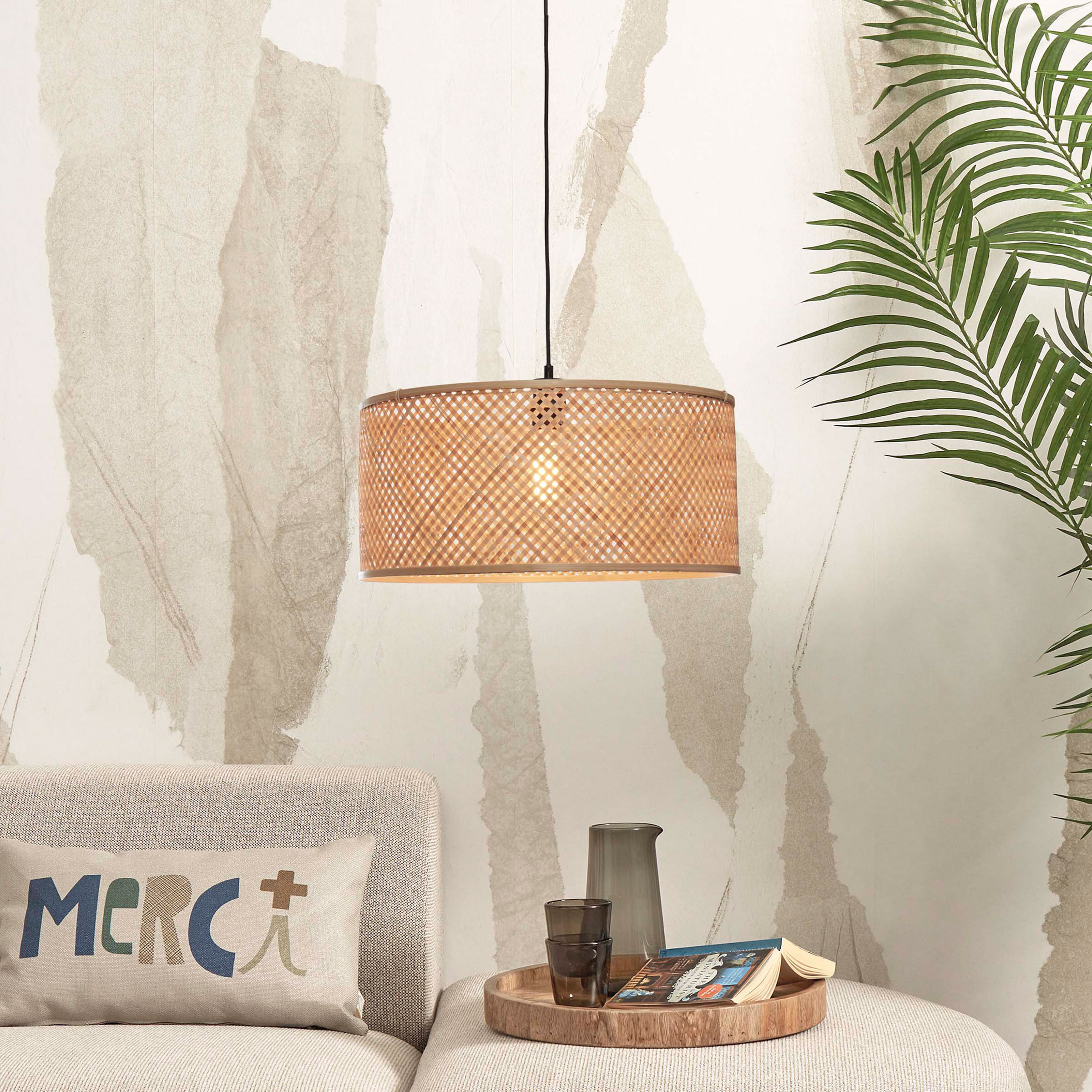 GOOD&MOJO Hanglamp 'Java' Bamboe, 50cm, kleur Naturel