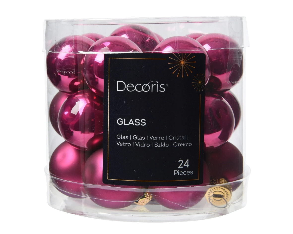 Decoris kerstballen set glas 24st Granaatappel 2,5cm