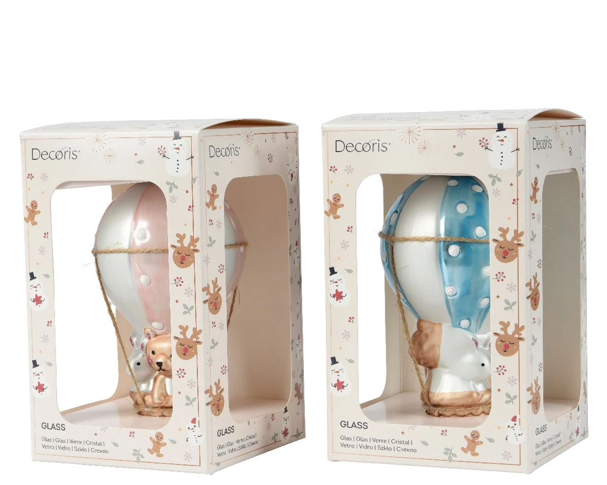 Decoris kerstornament glas ballon 12.5cm