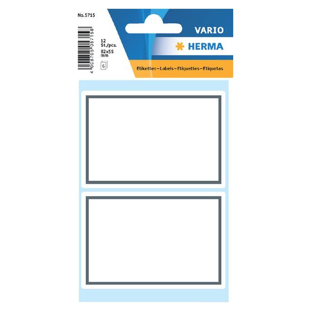 Etiket HERMA 5715 53x80mm schrift grijs kader 12stuks | Blister a 6 vel