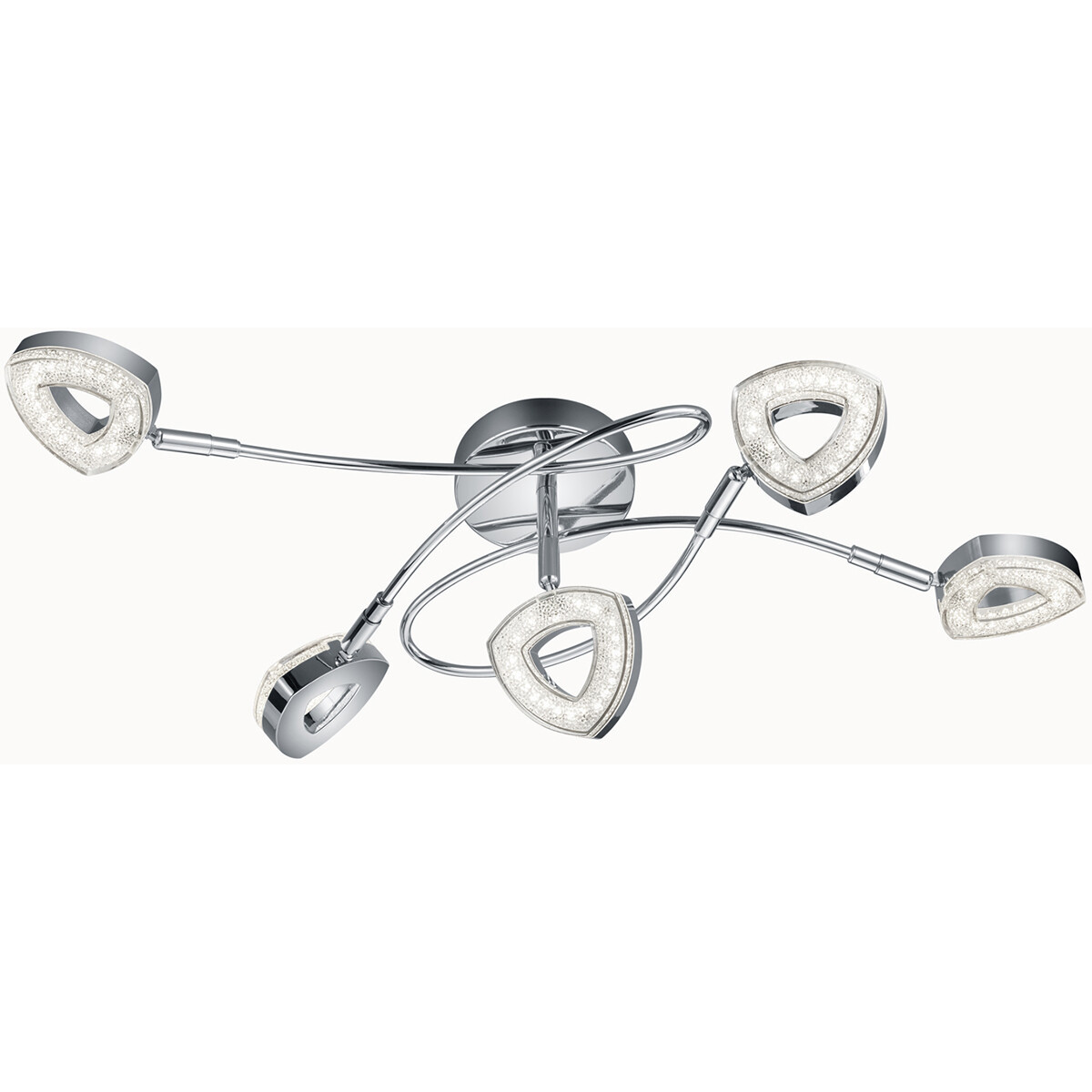 LED Plafondspot - Trion Turon - 20W - Warm Wit 3000K - 5-lichts - Rond - Mat Chroom - Aluminium