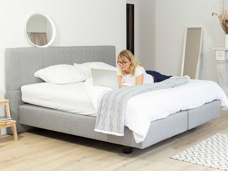 Boxspring DREAM 160x200 cm stof grijs zonder matras