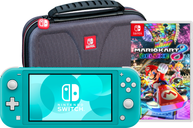 Nintendo Switch Lite Turquoise + Mario Kart 8 Deluxe + Bigben Beschermtas