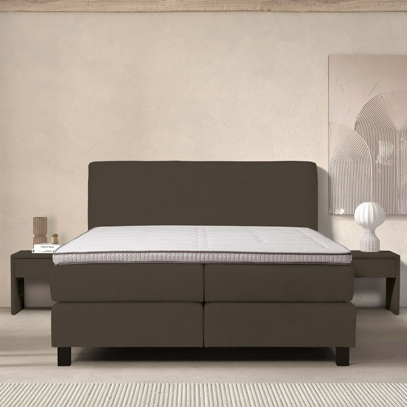 1-Persoons Boxspring Cloud Comfort - Deluxe - Creme 90x200 cm - Pocketvering - Inclusief Topper - Dekbed-Discounter.nl