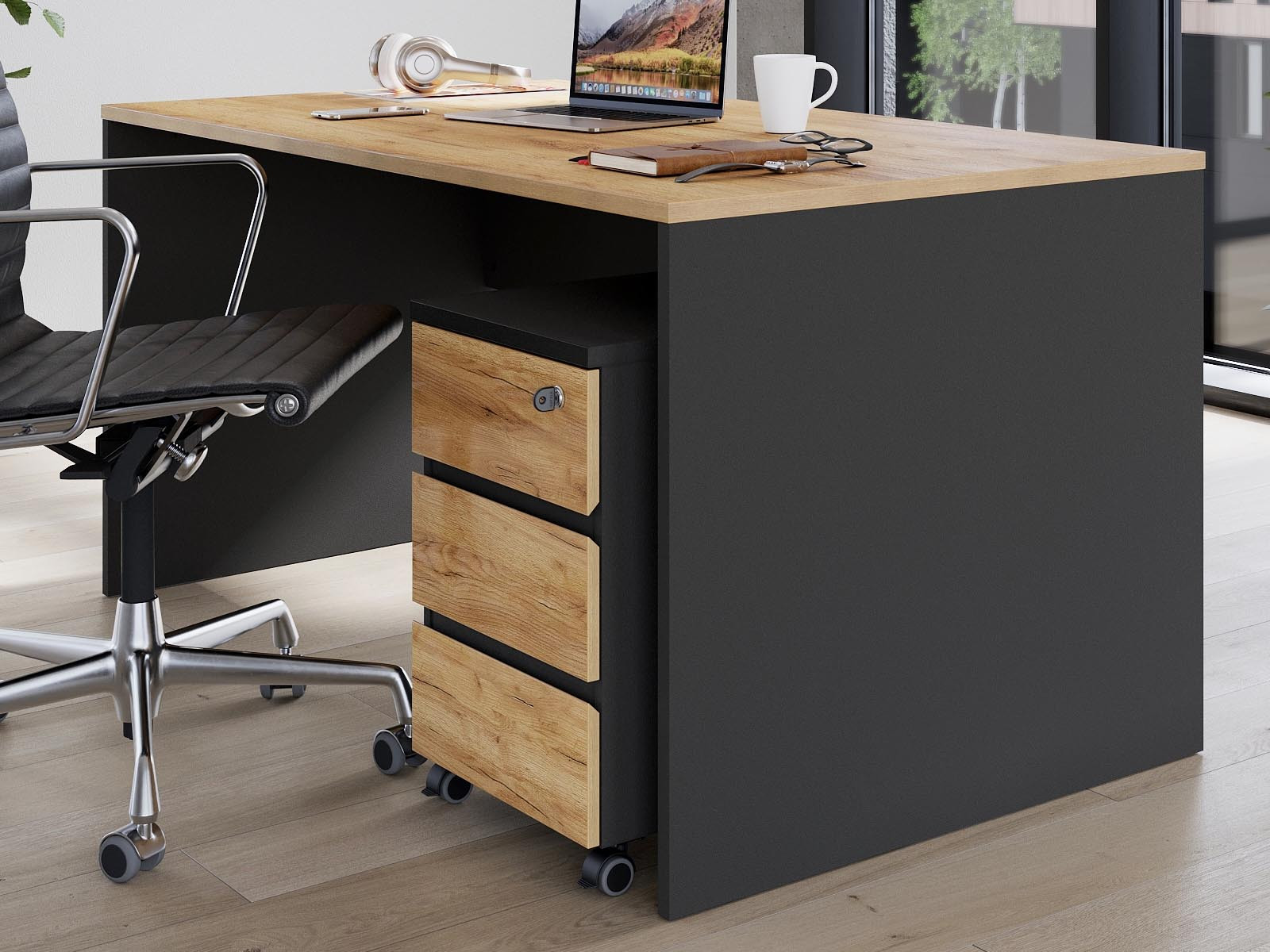 Bureau LISSAO 160 cm navarra eik/grafiet