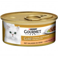 Gourmet Gold Fijne Hapjes in saus met kalkoen en eend natvoer kat (85 g) 2 trays (48 x 85 g)