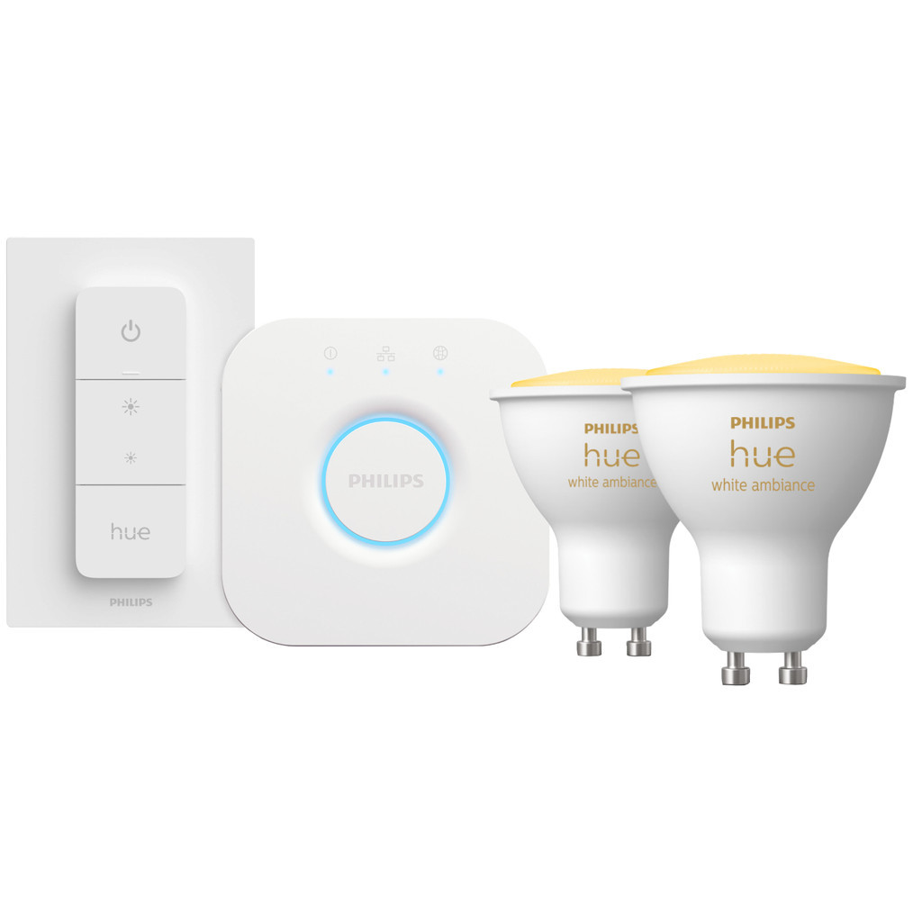 Philips Hue White Ambiance Starter Pack GU10 met 2 lampen, dimmer + Bridge