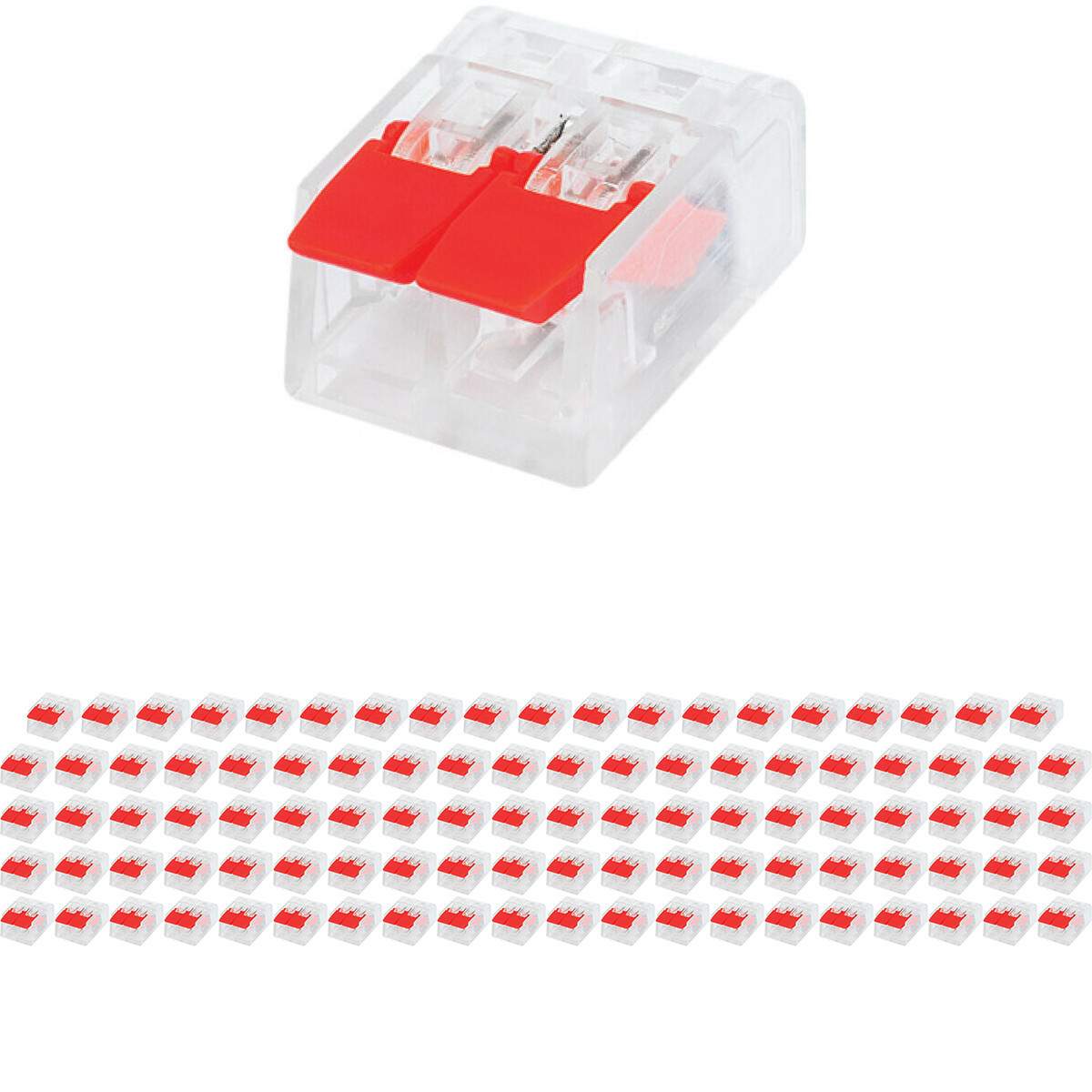 Lasklem - Verbindingsklem - 100 Stuks - 2 Polig met Klemmetjes - Rood