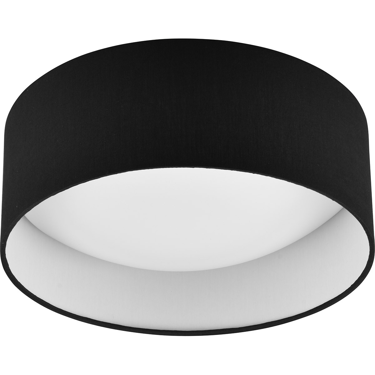 LED Plafondlamp - Trion Lukaku - Warm Wit - 3000K - 12W - Rond - Zwart - Textiel