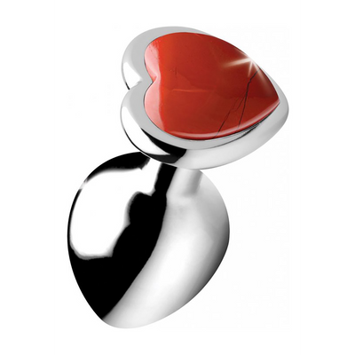 XR Brands Red Jasper Heart - Butt Plug - Medium