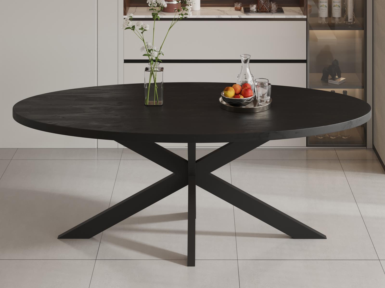 Ovale eettafel AXALI 200 cm mangolia zwart