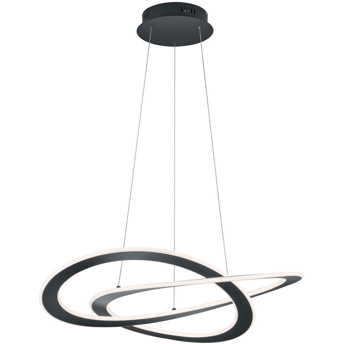 LED Hanglamp - Hangverlichting - Trion Oaky - 52W - Warm Wit 3000K - Dimbaar - Rond - Mat Antraciet - Aluminium