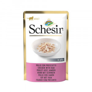 Schesir kip met ham (jelly) natvoer kat (zakjes 85 g) 1 doos (20 x 85 g)