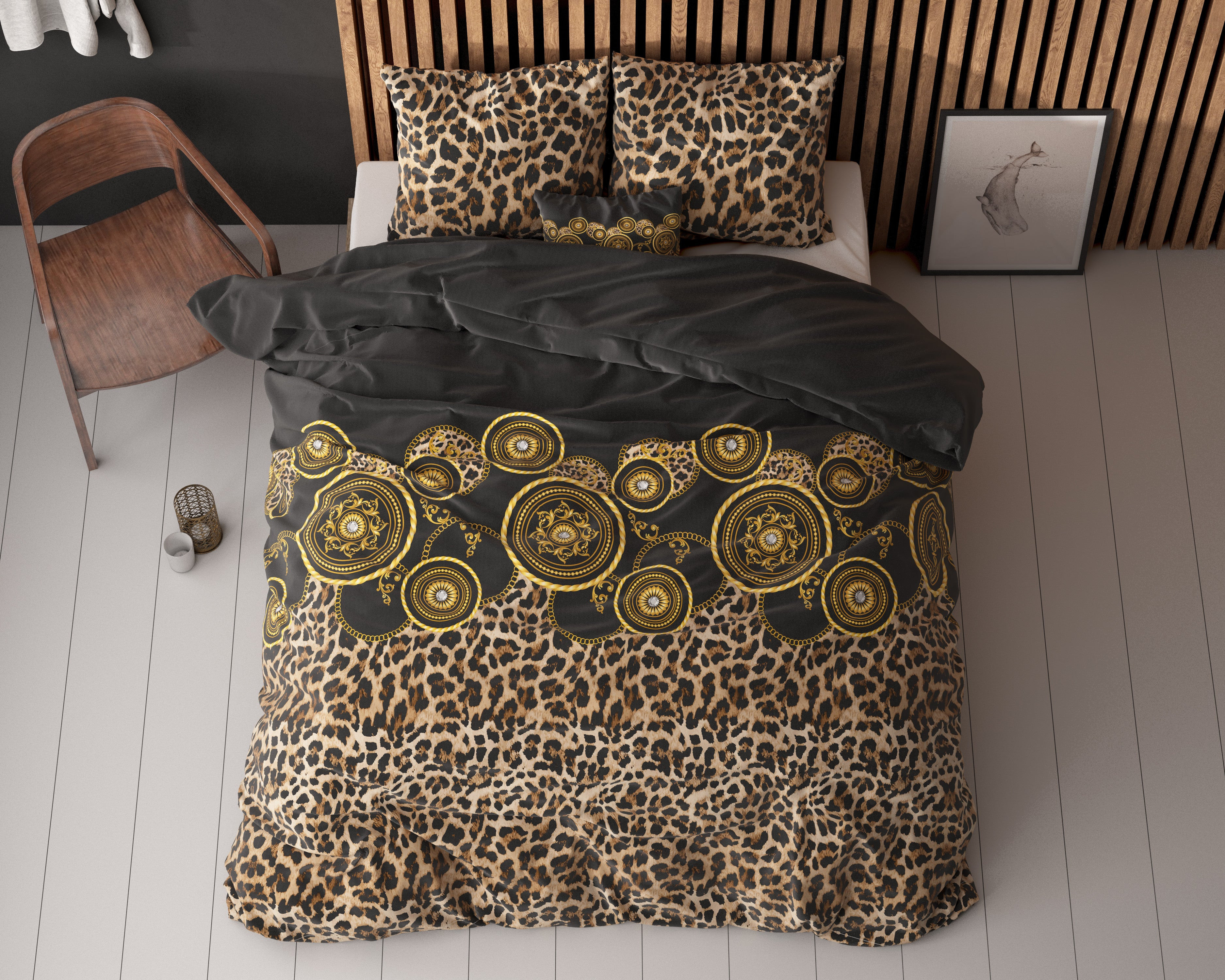 RoyalTextile - Golden Circle Dekbedovertrek - Katoen - Zwart - 140 x 220