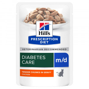 Hill&apos;s Prescription Diet M/D Diabetes Care nat kattenvoer met kip maaltijdzakje 12 x 85 g