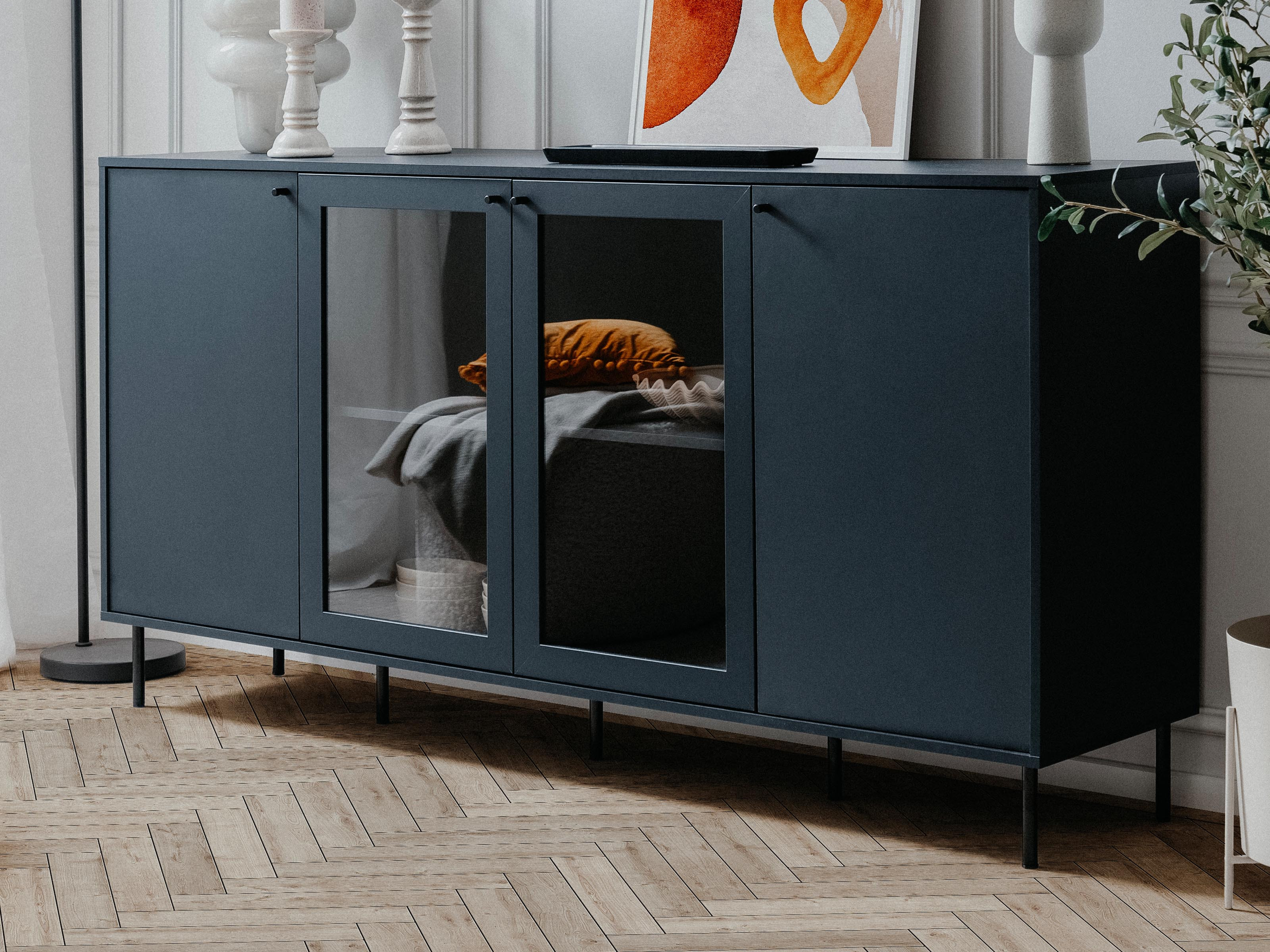 Commode CARACAL 4 deuren navy blauw