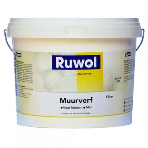 Ruwol Muurverf voor binnen Mat WIT 5 liter