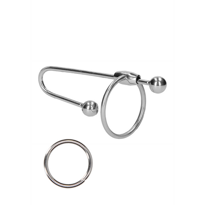 Ouch! by Shots Stainless Steel Penis Plug with Ball - 0.4 / 10 mm