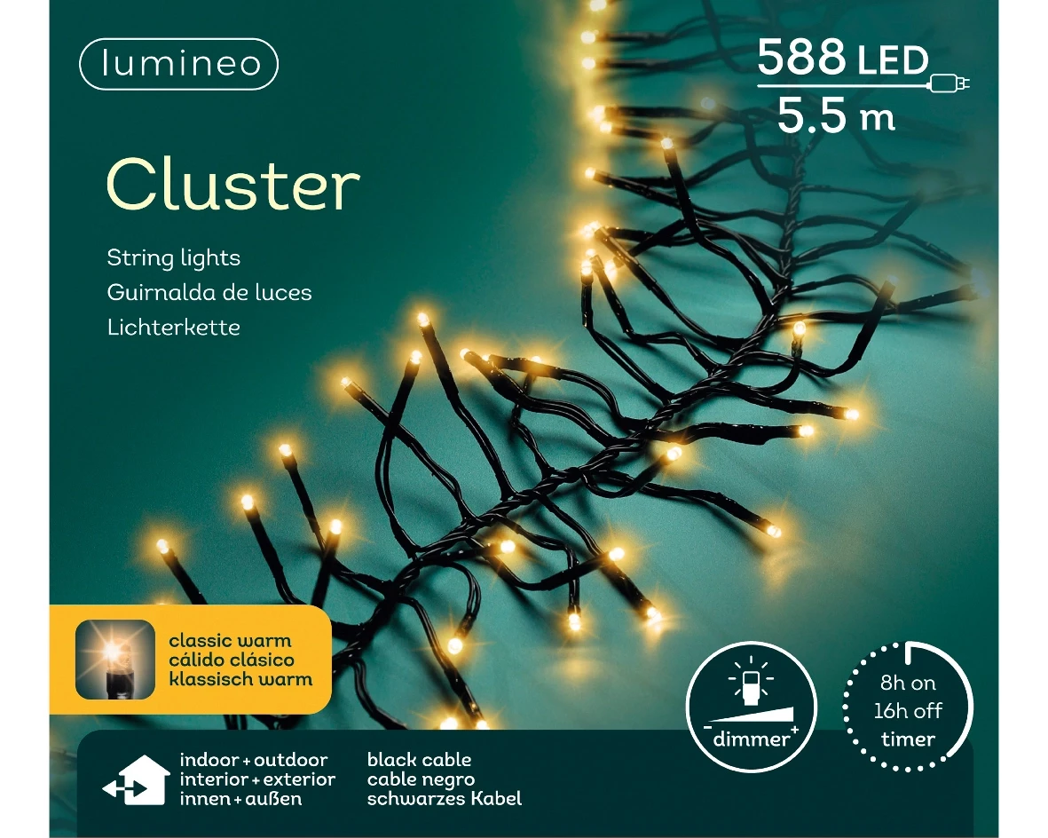 Lumineo clusterverlichting 5,5m 588led klassiek warm