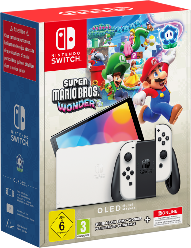 Nintendo Switch OLED + Mario Wonder + 12 maanden Nintendo Switch Online