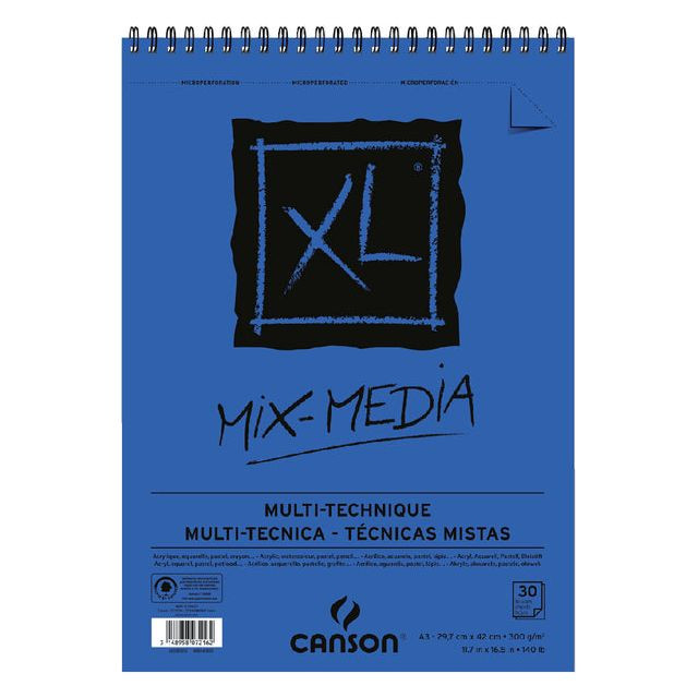 Aquarelblok Canson  XL Mix Media  A3 300gr 30vel spiraal | 5 stuks