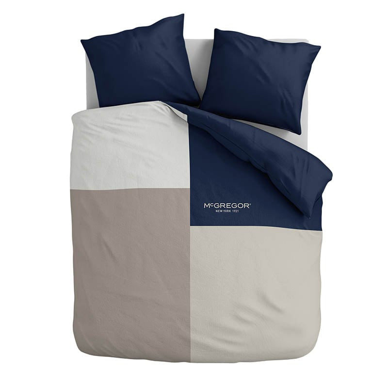 Dekbedovertrek Colorblock Navy - (1140x2501 cm) - Navy Katoen-satijn - Dessin: Modern - McGregor - Dekbed-Discounter.nl