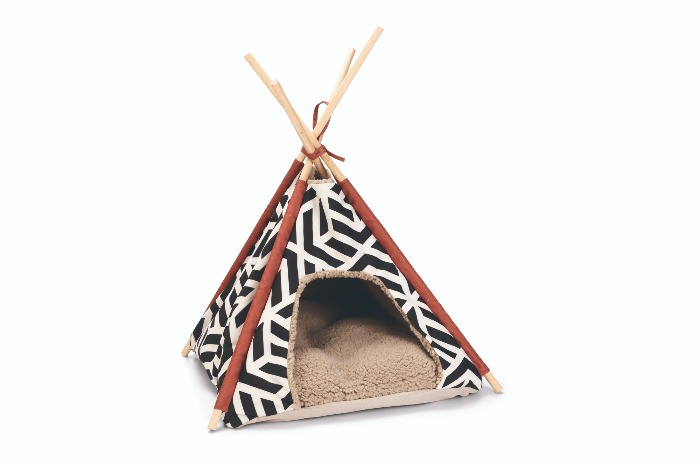 Beeztees Tipi Tent Vigo kattenhuisje wit/zwart