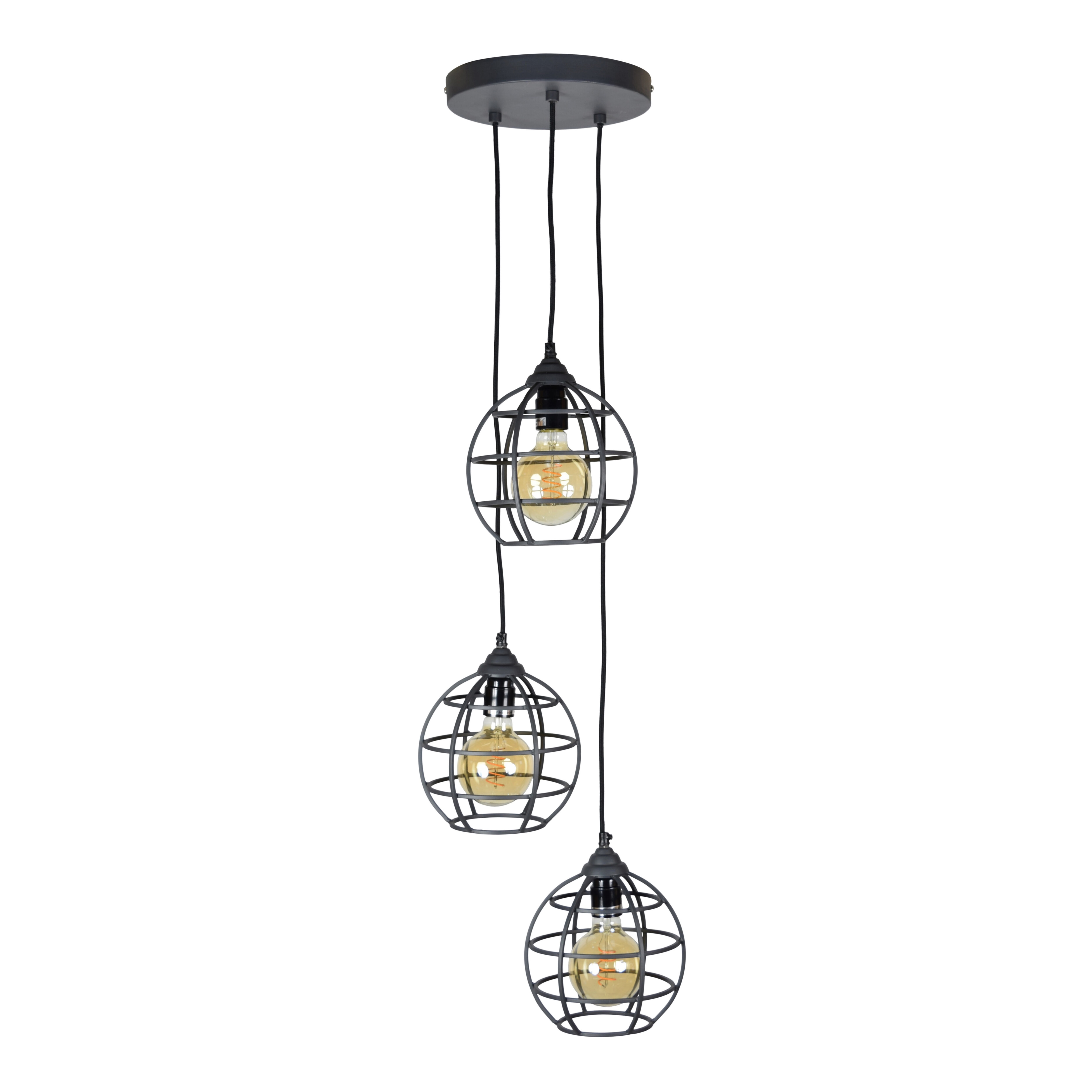 Urban Interiors hanglamp 3-lichts, kleur Vintage Black