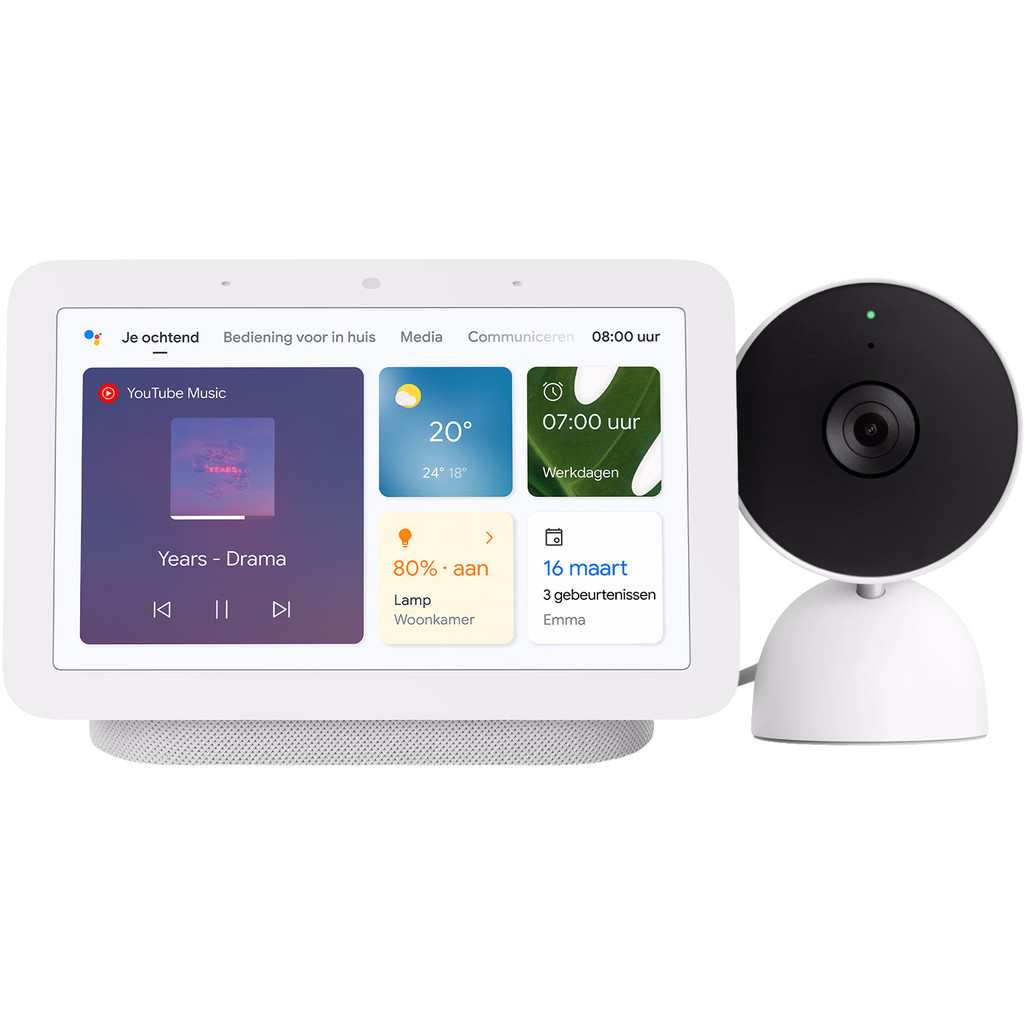 Google Nest Cam Indoor Wired + Google Nest Hub 2