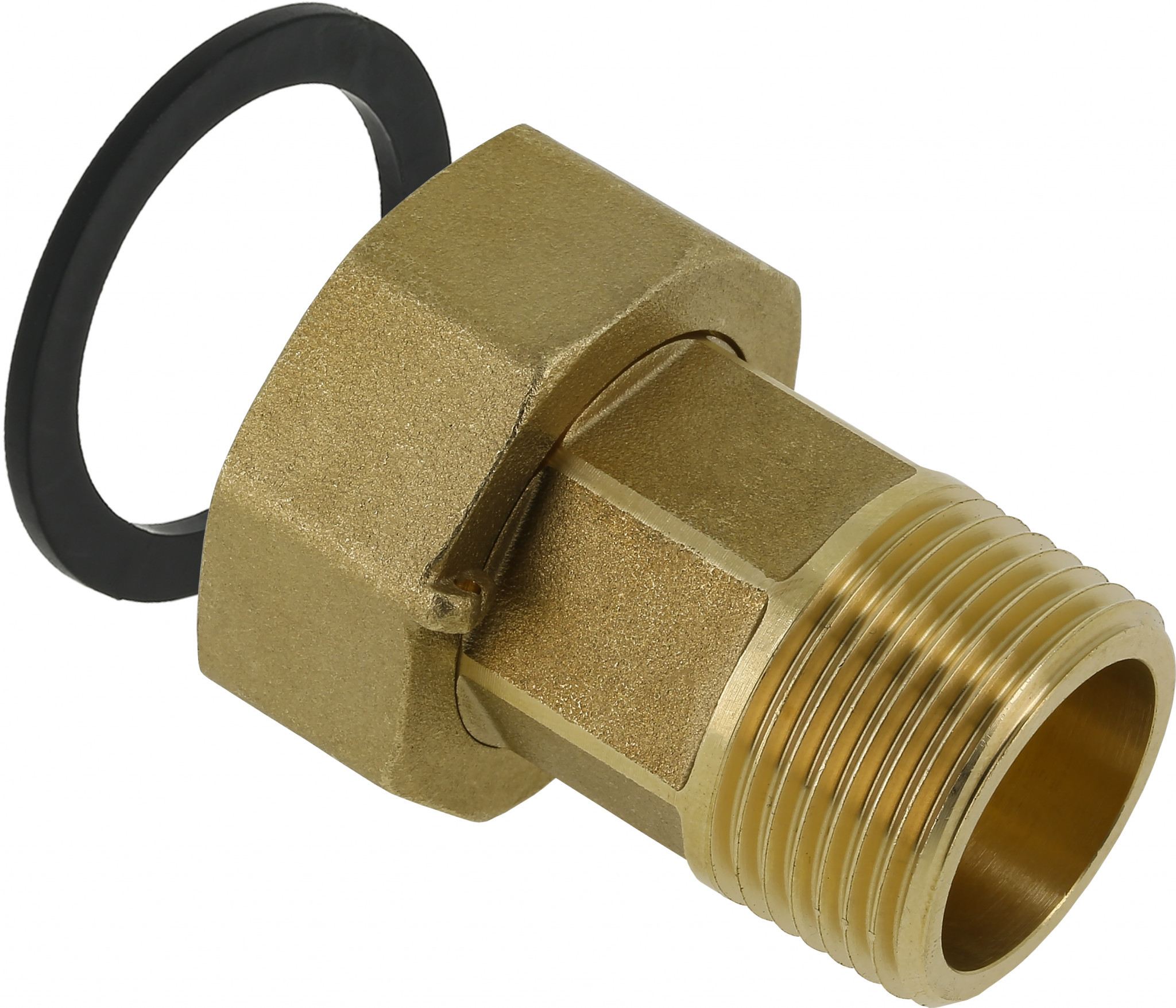 Bonfix 2-delige rechte koppeling - Messing 1-1/4" x 1-1/2" - met vlakke dichting voor water - conische buitendraad x wartelmoer