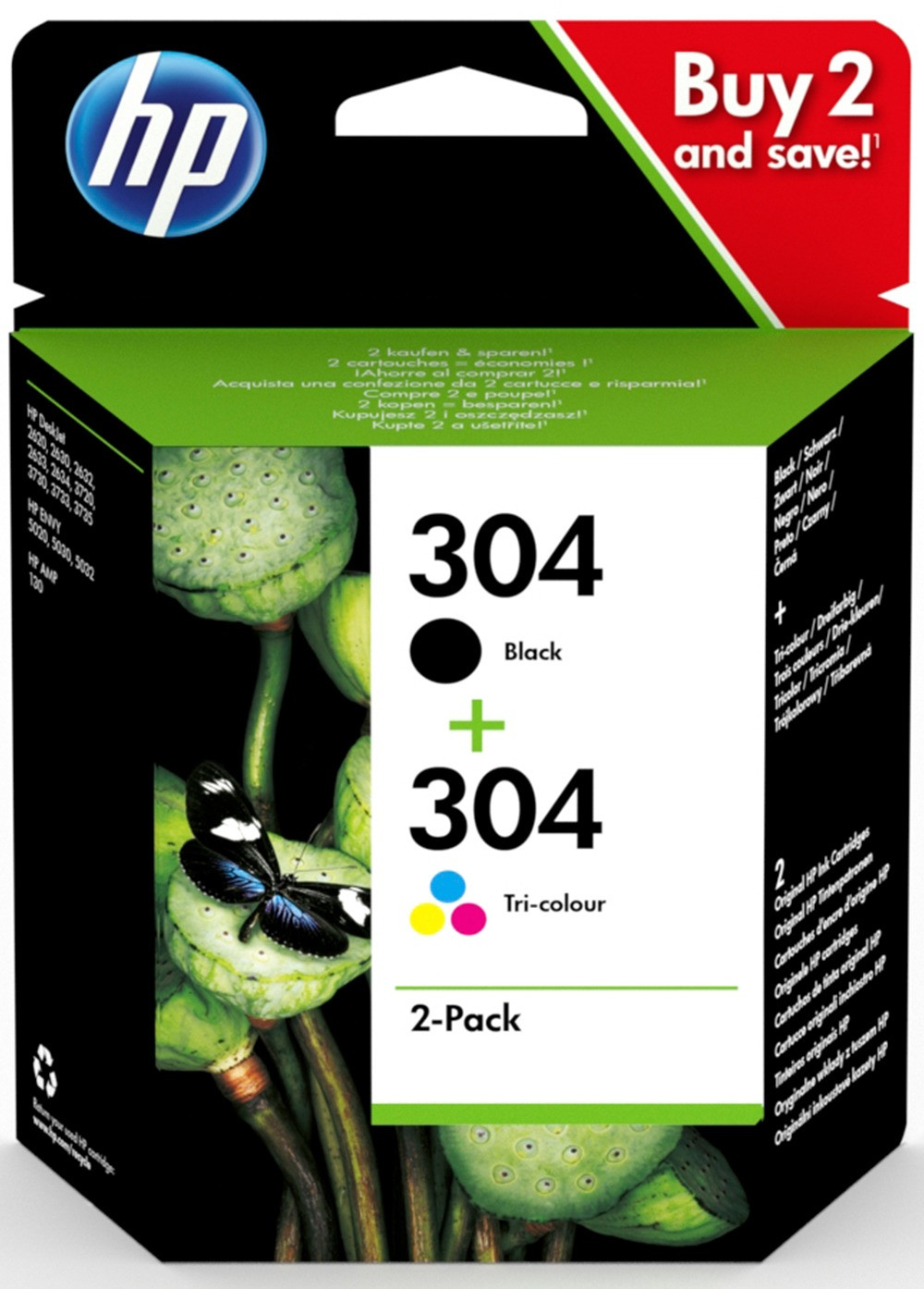 HP 304 Ink Cartridge Combo 2-Pack Inkt