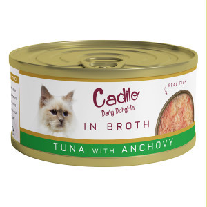 Cadilo Daily Delights - tonijn met ansjovis in bouillon - natvoer kat (70 g) 4 verpakkingen (24 x 70g)