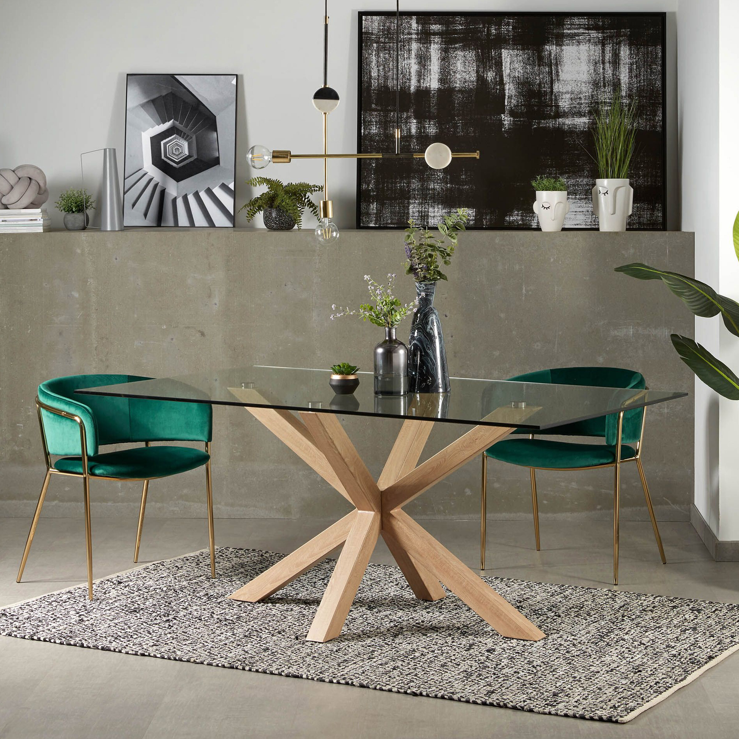 Kave Home Eettafel Argo - Eiken/Glas