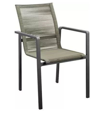 Ishi stackable dining chair alu dark grey/rope green - Yoi