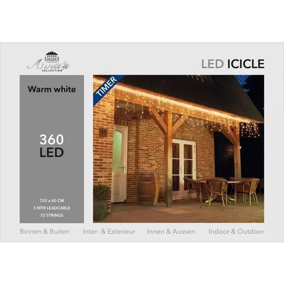 Ijspegelverlichting Led 360 lampjes | Warm wit