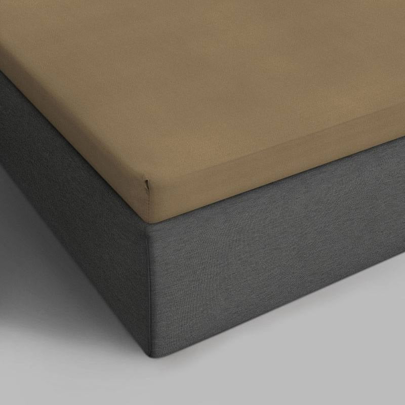 Katoenen Topper Hoeslaken - Taupe - 90 x 220 - 90x220 cm - Taupe - Dreamhouse - Dekbed-Discounter.nl