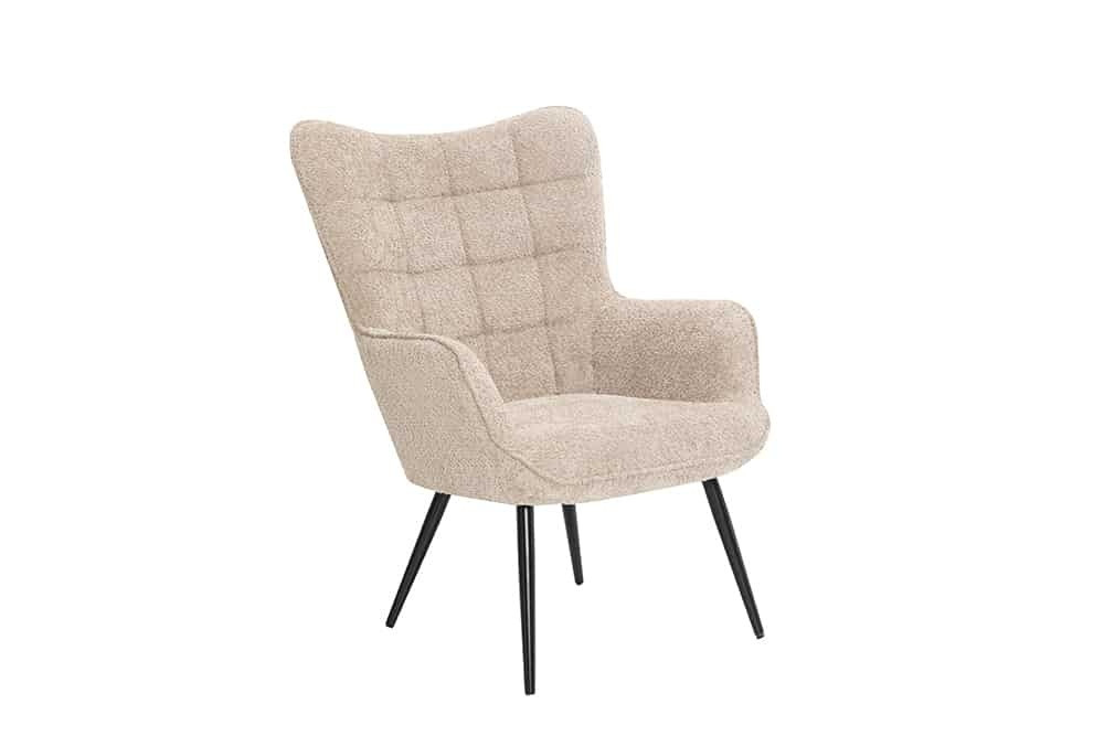 Moderne fauteuil SCANDINAVIA champagne grijs Boucle met armleuningen - 44022