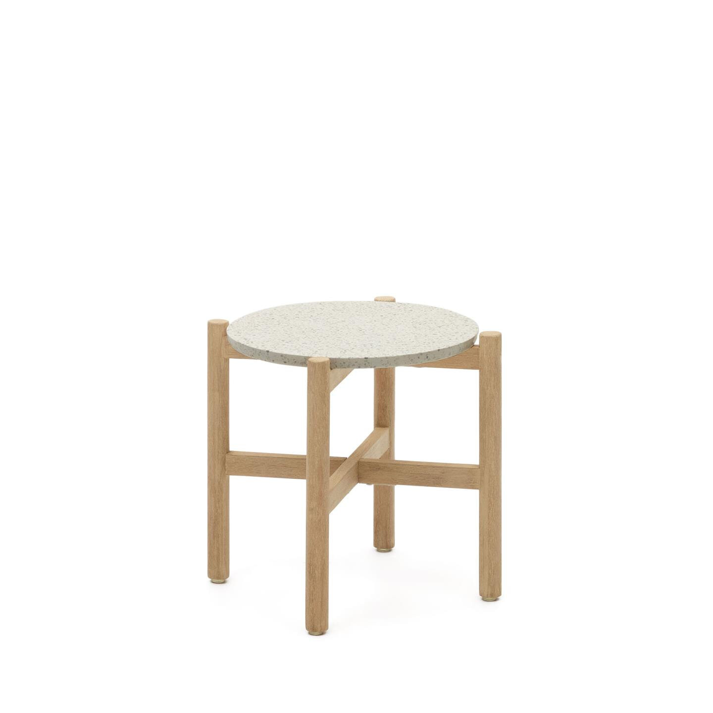 Kave Home Ronde Bijzettafel Pola Eucalyptushout, Ø45cm - Wit