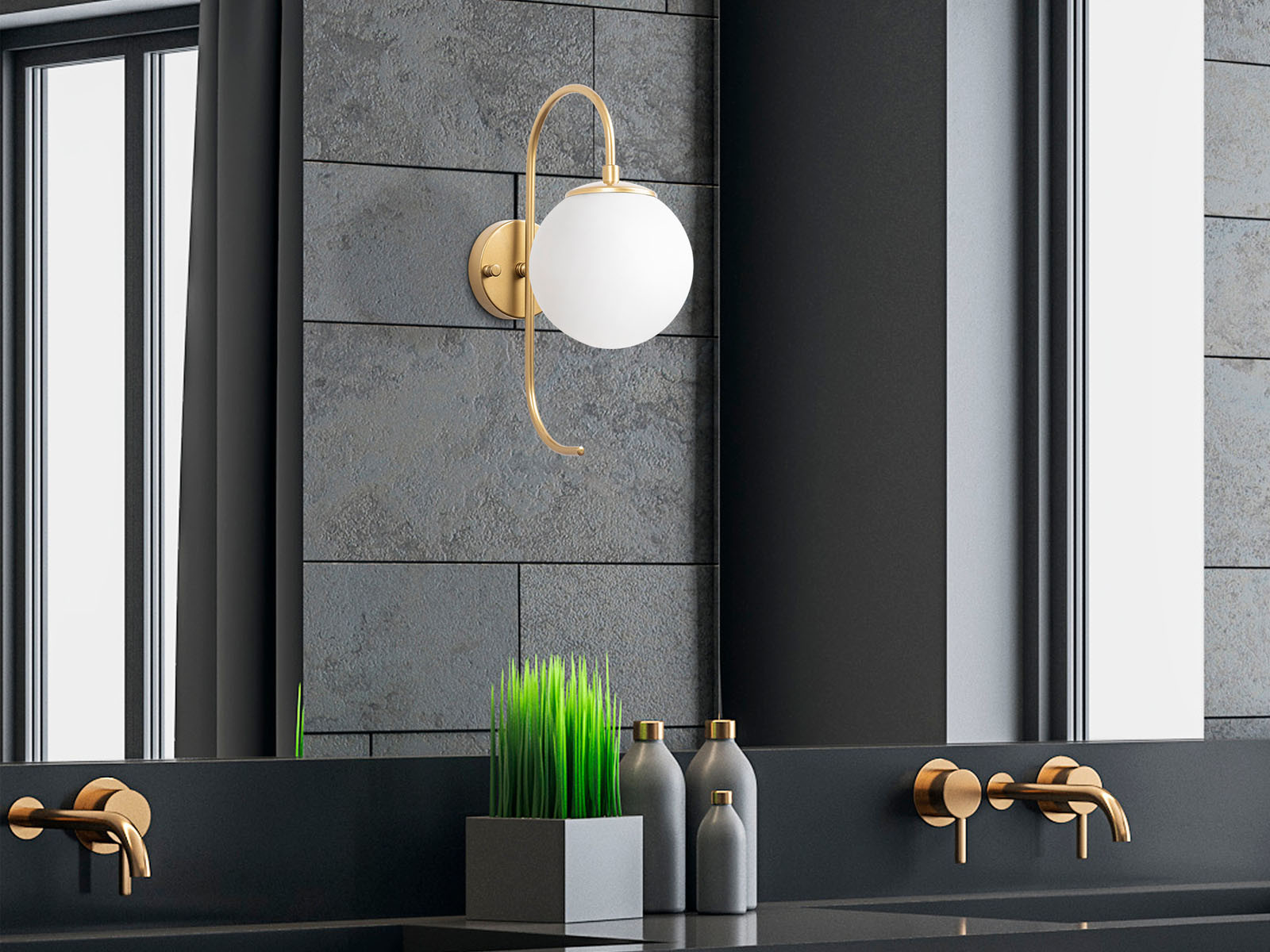 Wandlamp COLOMBARI 1 lamp wit/goud