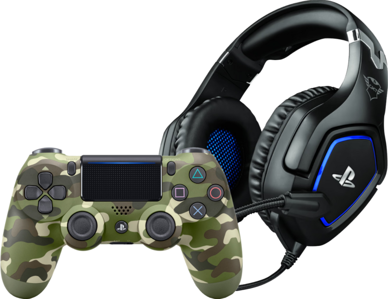 Sony Dualshock 4 Controller Groen Camo + Trust GXT 488 FORZE Gaming Headset